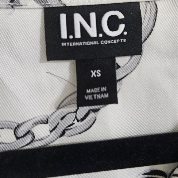 INC Satin Chain-Print Tie-Front Blouse - Picture 3 of 7